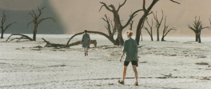 Kate Humble on sand dunes in Namibia